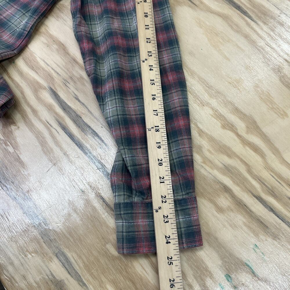 Lands End Mens Plaid Flannel Shirt Traditional Fit Size Medium Green Outdoor - Picture 12 of 12